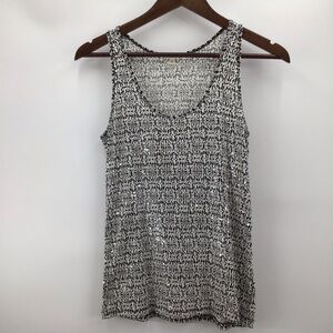 J. Crew Sequin Monochrome Patterned Tank Top